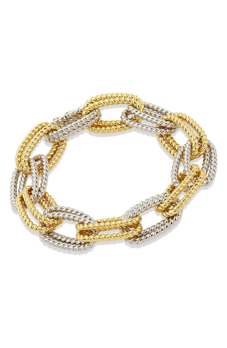 SAVVY CIE JEWELS Two-Tone Double Link Bracelet, Main, color, White