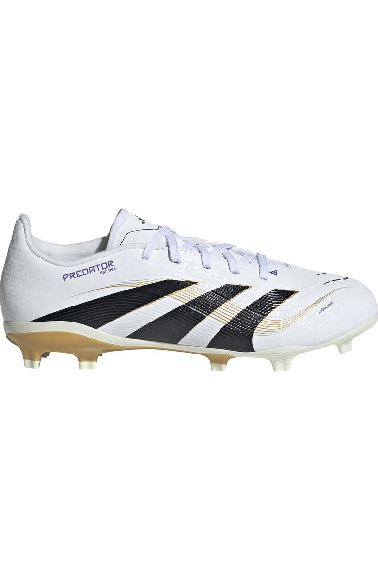 adidas Kids' Predator Club Firm/Multiground Soccer Cleat, Alternate, color, White/ Black/ Gold Metallic