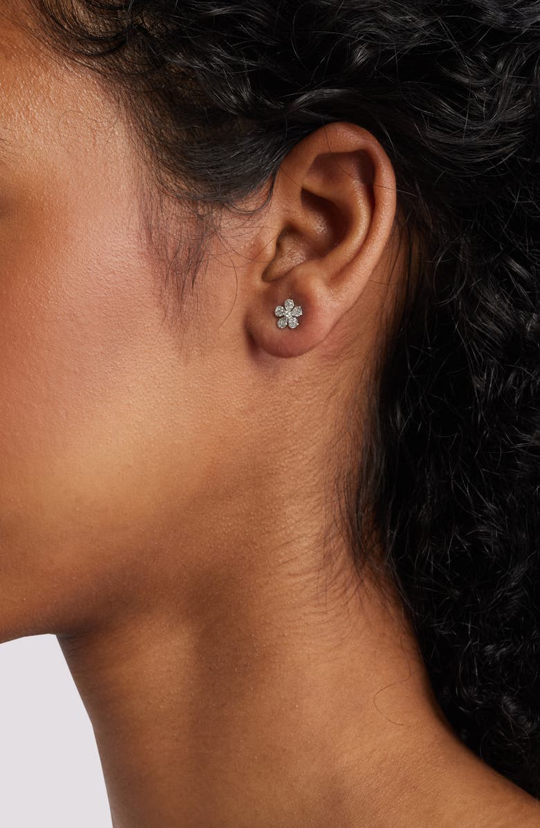 Meira T Diamond Pavé Flower Stud Earrings, Alternate, color,