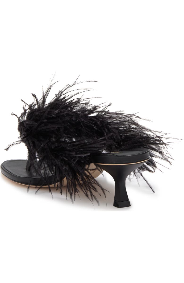 Cult Gaia Myra Ostrich Feather Embellished Slide Sandal, Alternate, color,