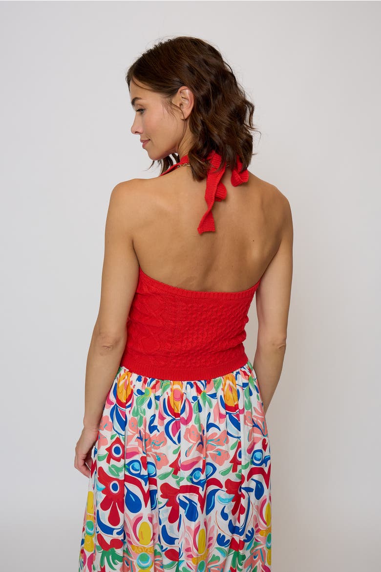 Junie Cabled Halter Top, Alternate, color, RED