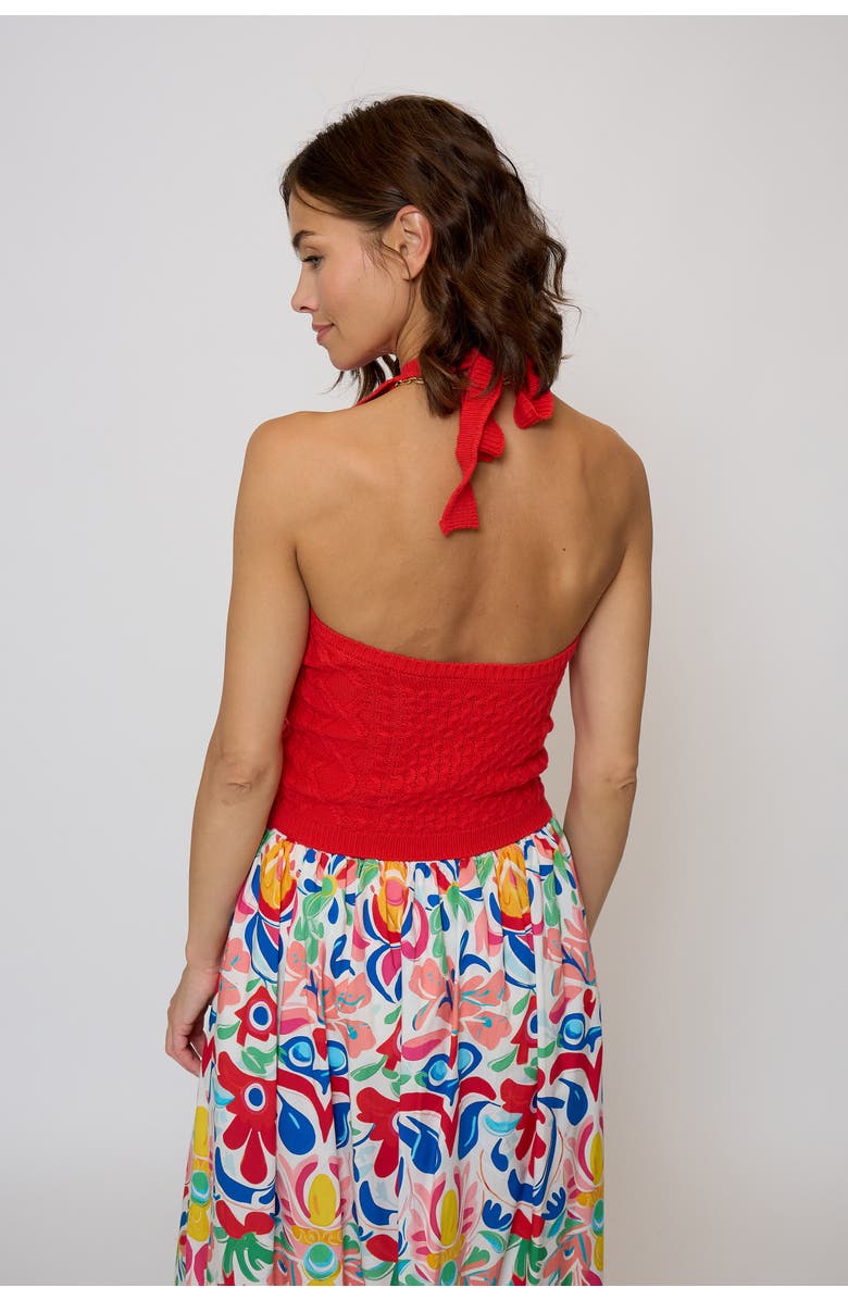 Central Park West Junie Cabled Halter Top, Alternate, color, Red