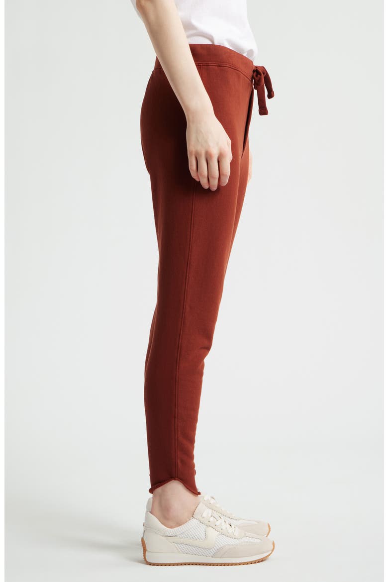 Christine Raw Tulip Hem Cotton Fleece Joggers, Alternate, color, REDWOOD