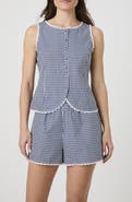 French Connection Lace Trim Gingham Vest