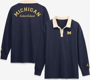 Jordan Brand Women's Nike Navy Michigan Wolverines Oversized Essential Dri-FIT Long Sleeve V-Neck Polo