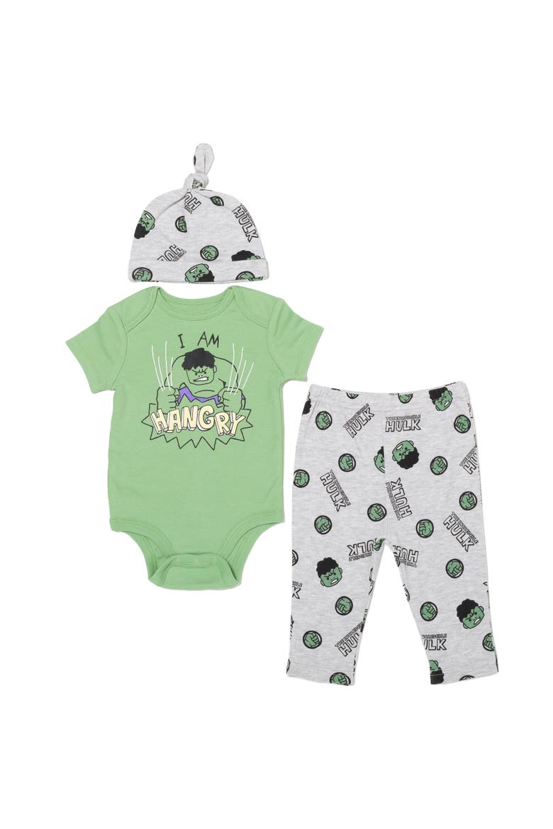 Bodysuit Pants and Hat Set, Main, color, Hulk Green Grey