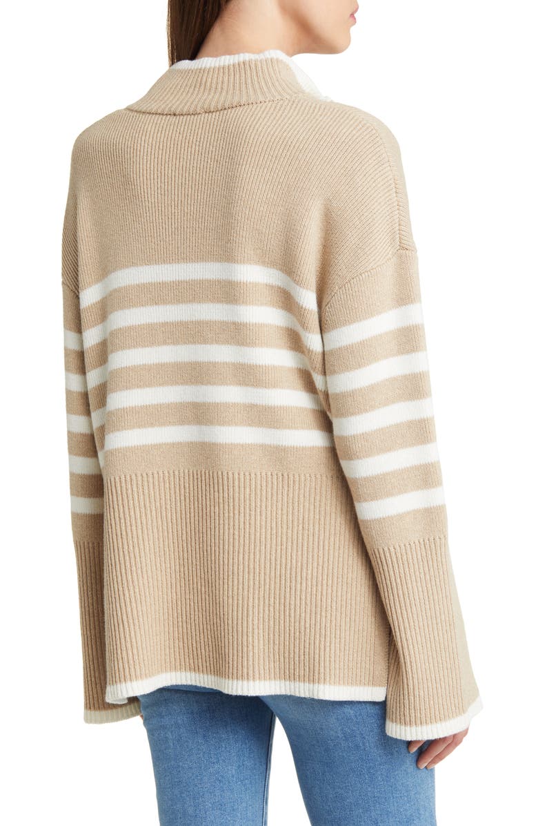 Rails Tessa Stripe Wool & Cotton Quarter-Zip Pullover, Alternate, color, Sand Stripe