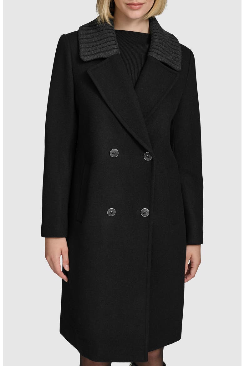 Sloane Wool Blend Walker Coat, Alternate, color, BLACK