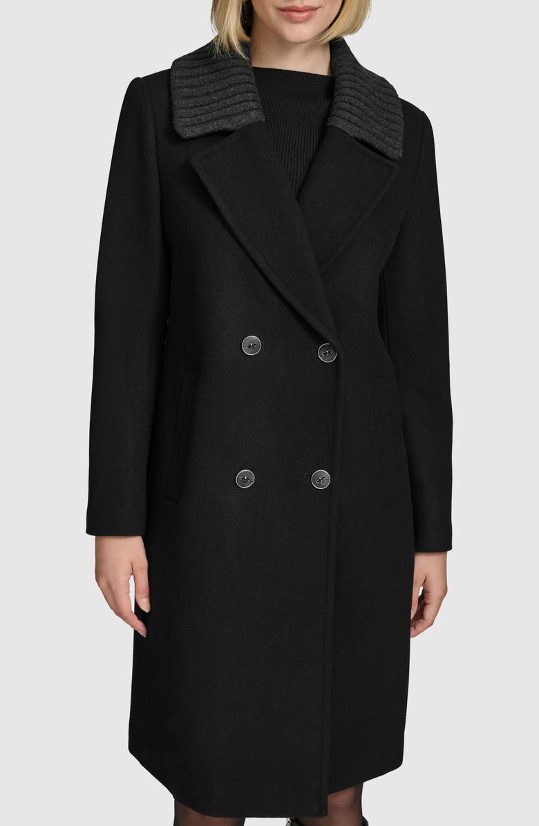 Andrew Marc Sloane Wool Blend Walker Coat, Alternate, color, Black