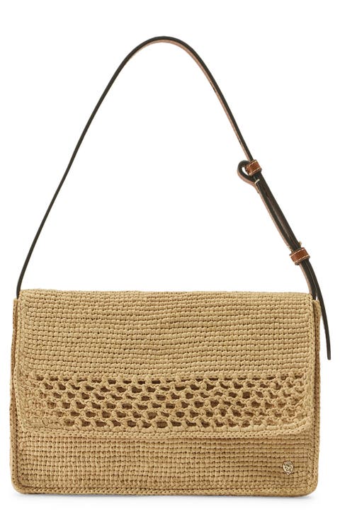 Poppy Crochet Raffia Shoulder Bag