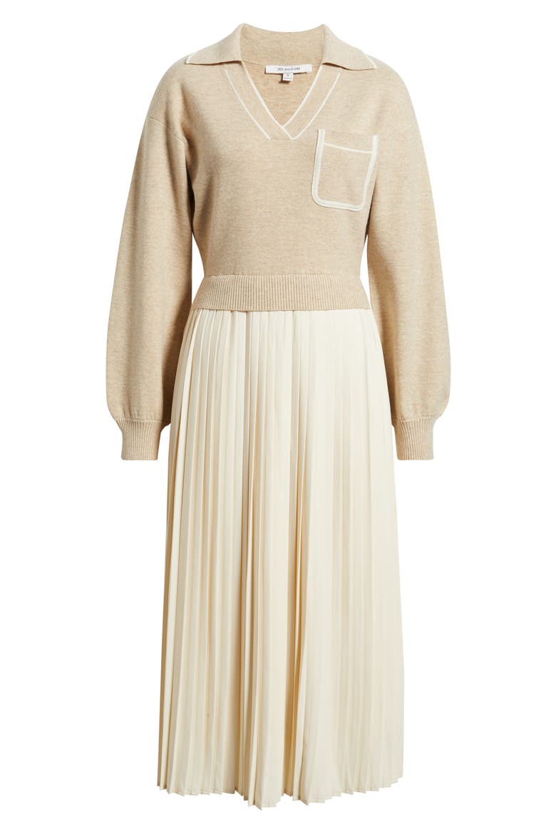 Long Sleeve Twofer Sweater Dress, Alternate, color, BEIGE
