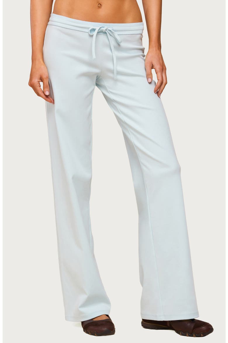 Claudia Stretch Cotton Straight Leg Drawstring Pants, Main, color, LIGHT-BLUE