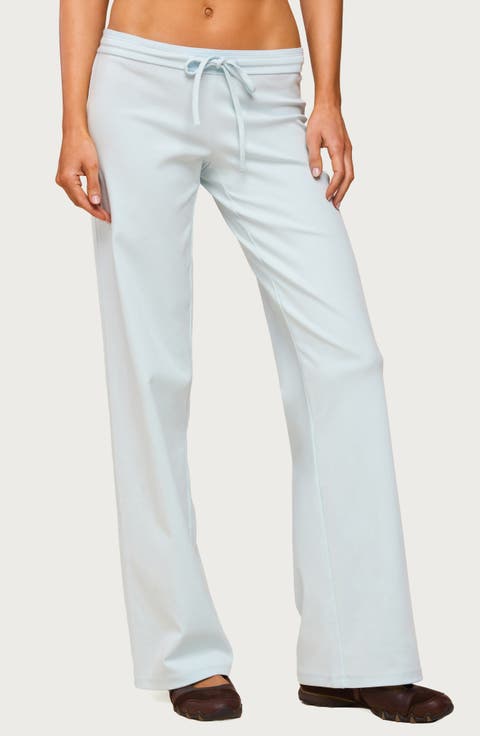 Claudia Stretch Cotton Straight Leg Drawstring Pants