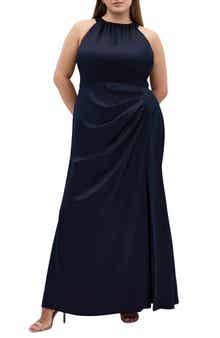 Celina Halter Neck Satin Maxi Dress