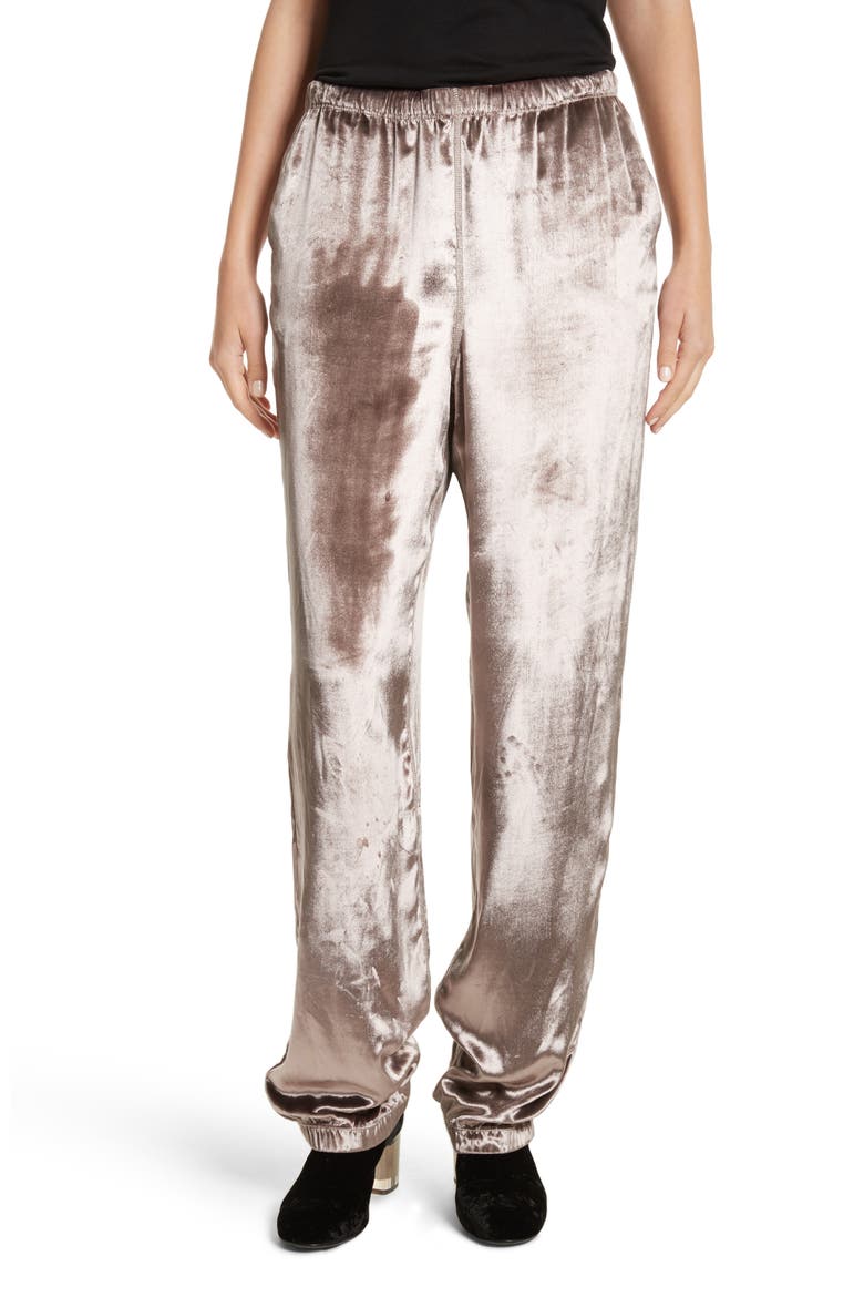 Crushed Velvet Track Pants, Main, color, MAUVE