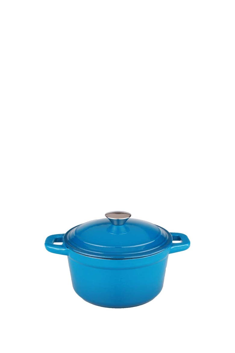 Cast Iron 3 Qt. Blue Covered Stockpot, Main, color, BLUE