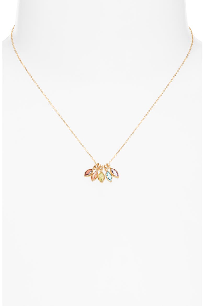 Marquise Multibirthstone Charm Necklace, Alternate, color, GOLD / 5 CHARMS