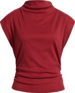 Michael Stars Amara Ruched Cowl Neck Rib T-Shirt