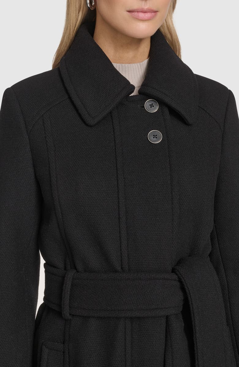 Andrew Marc Lawley Wool Blend Belted Trench Coat, Alternate, color, Black