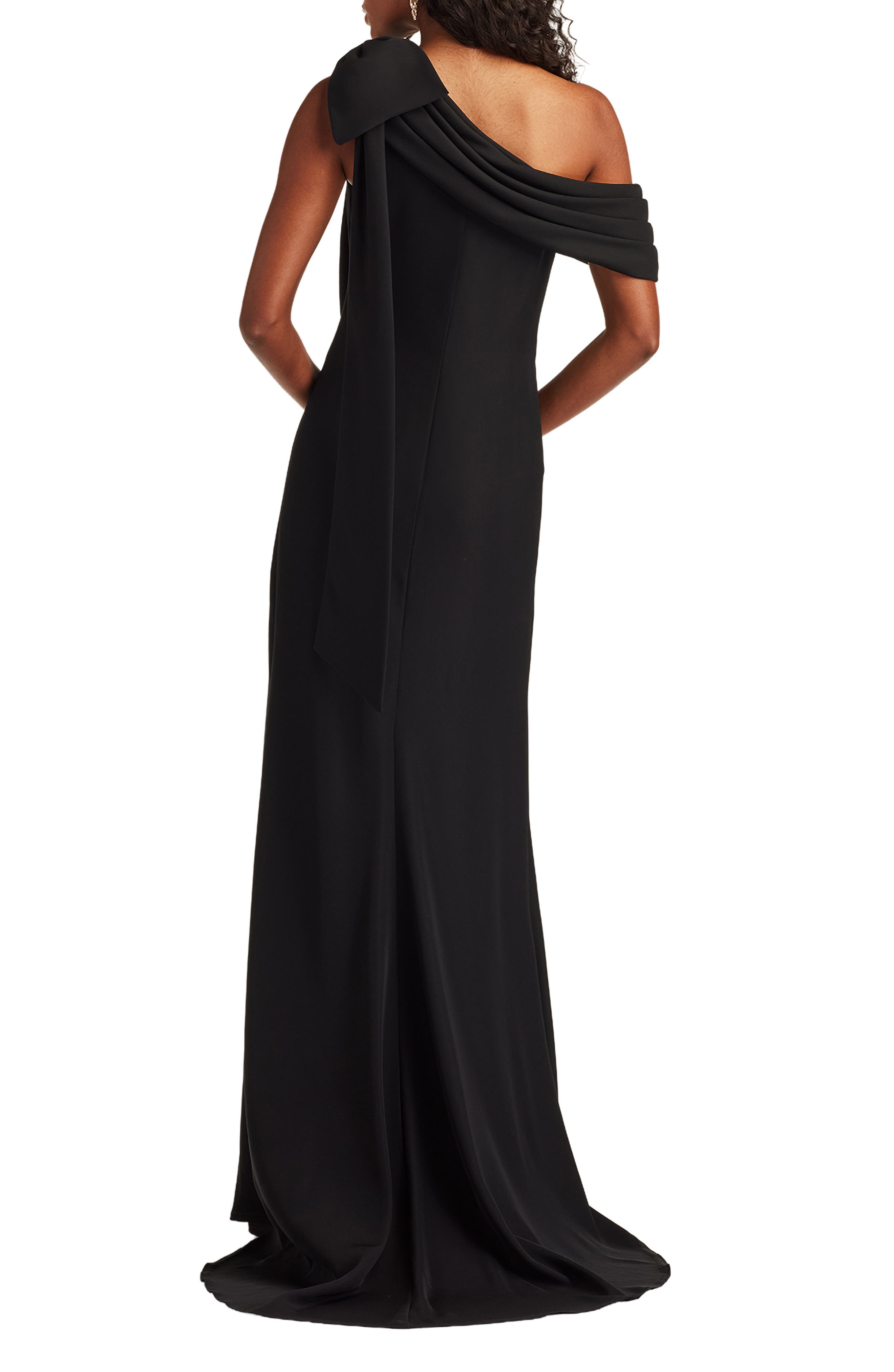 One-Shoulder Crepe Column Gown - image 2