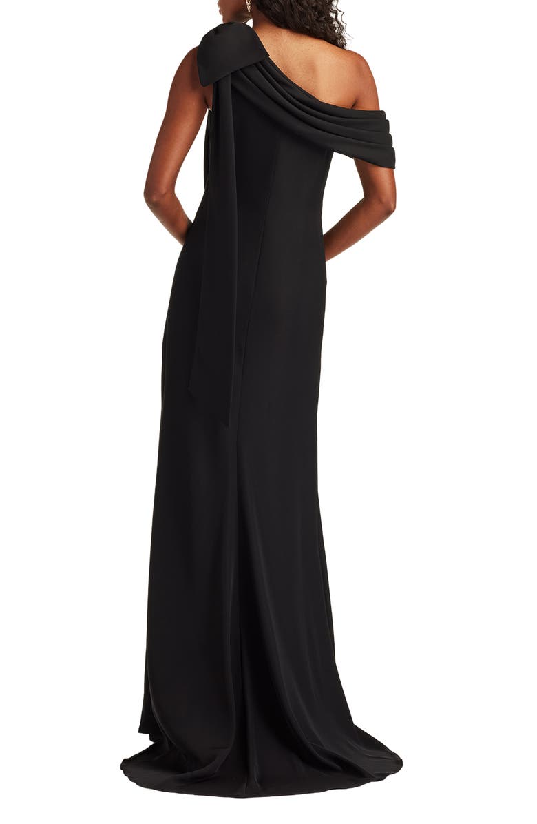 Tadashi Shoji One-Shoulder Crepe Column Gown, Alternate, color, Black