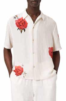 Fazed Floral Button-Up Camp Shirt