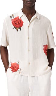 AllSaints Fazed Floral Button-Up Camp Shirt