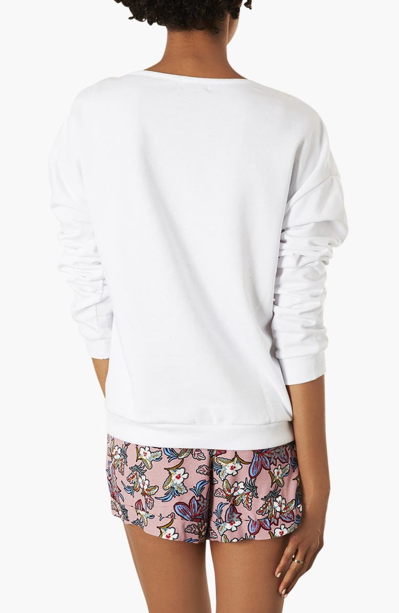 Topshop Embroidered Cutwork Sweatshirt, Alternate, color,