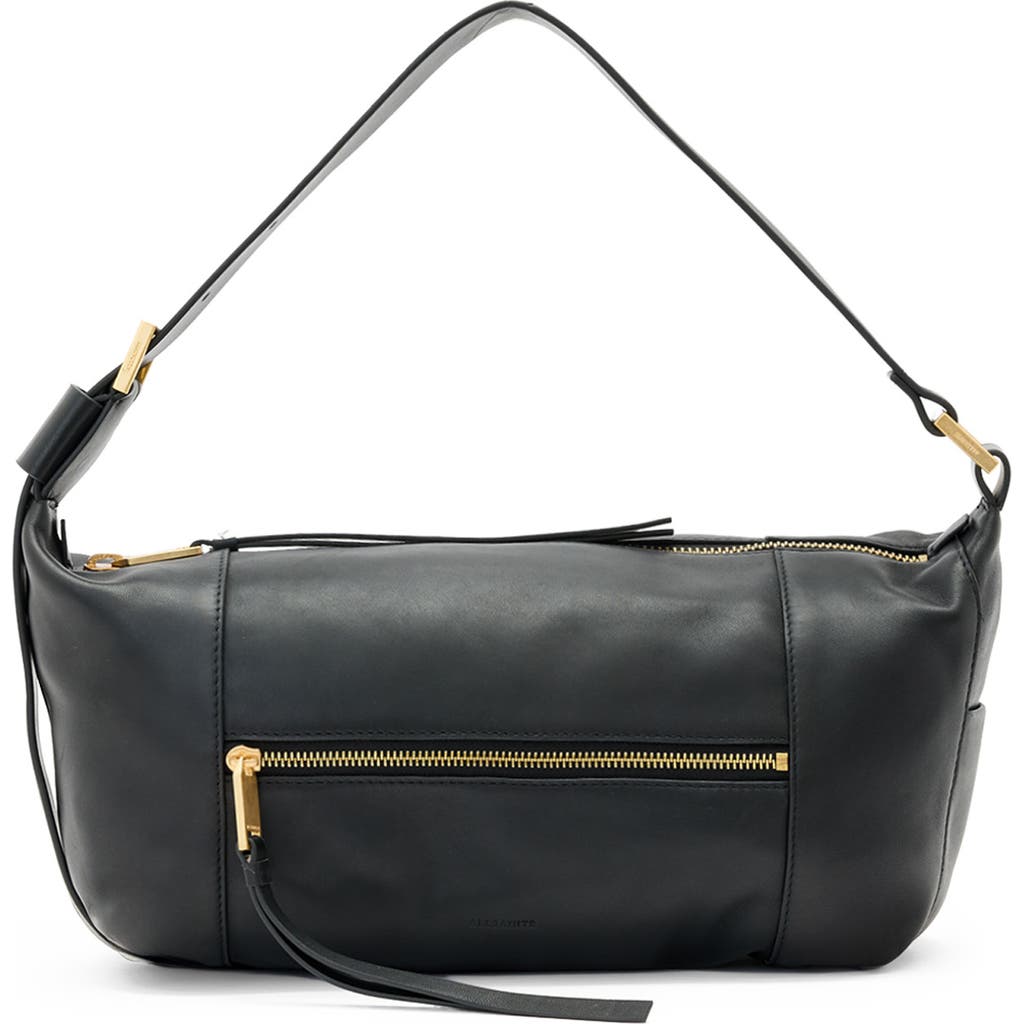 Allsaints Womens Black Vega Leather Shoulder Bag In Black