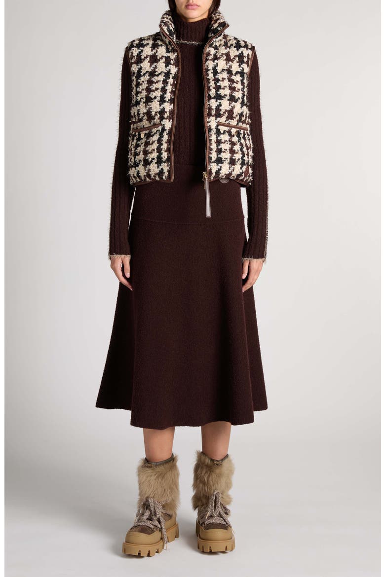 Emotionnalite Houndstooth Boucle Vest, Alternate, color, BROWN CREAM