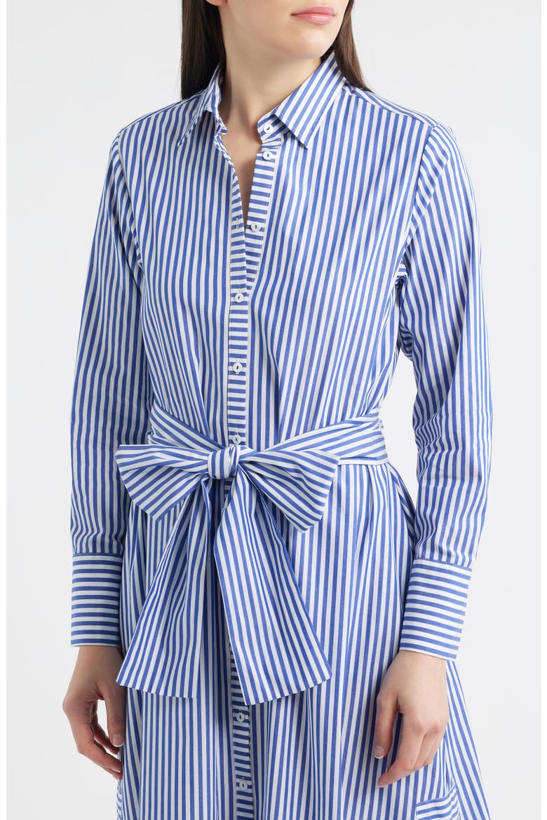 Sybil Stripe Long Sleeve Cotton Shirtdress, Alternate, color, MID BLUE STRIPE