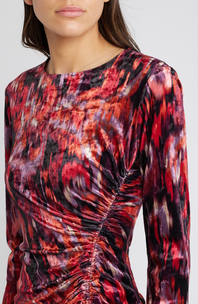 Julia Jordan Abstract Print Long Sleeve Velvet Midi Dress, Alternate, color,