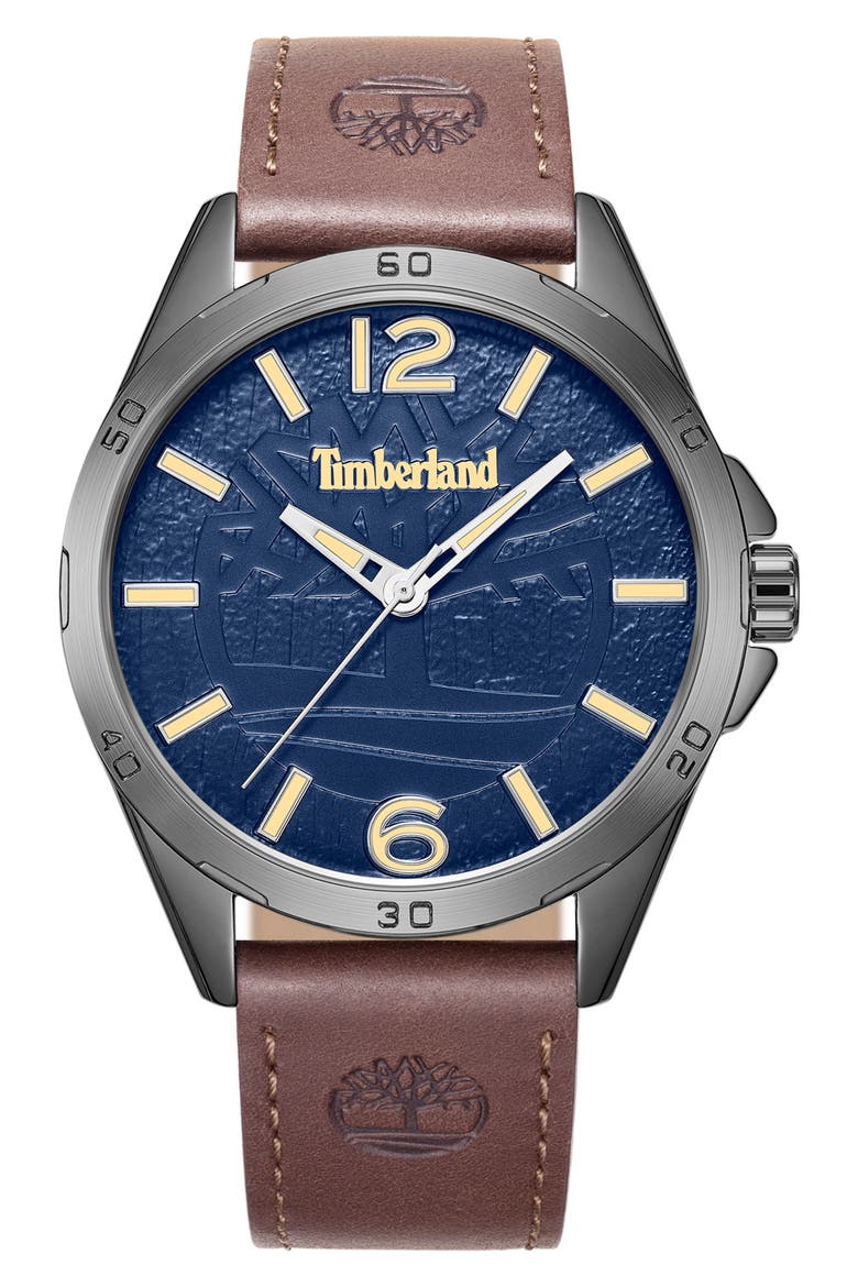Quartz Analog Watch, Main, color, BLUE/ BROWN