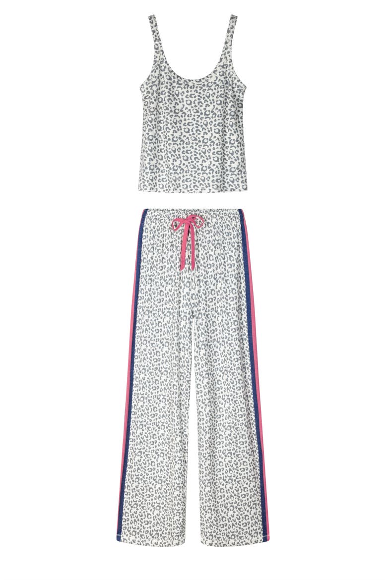 Cats Meow Stretch Jersey Pajamas, Alternate, color, WHITE MULTI