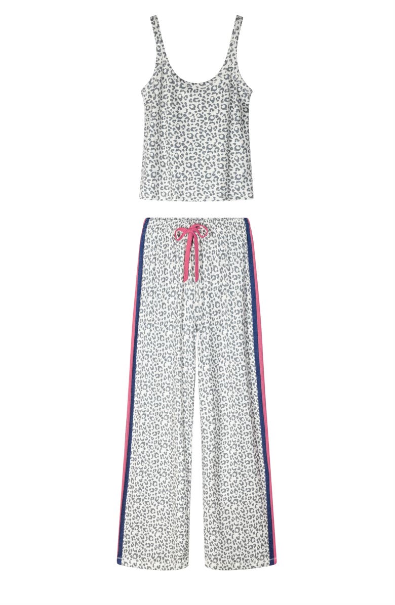 PJ Salvage Cats Meow Stretch Jersey Pajamas, Alternate, color, White Multi