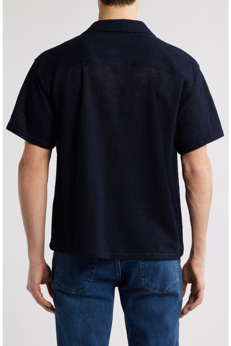 Wool Blend Terry Button-Up Shirt, Alternate, color, DARK NAVY