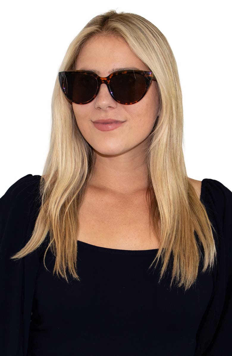 Fifth & Ninth Pepper 56mm Polarized Cat Eye Sunglasses, Alternate, color, Torte/ Brown