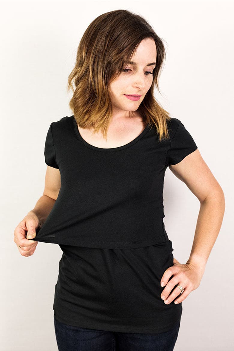 Short Sleeve Nursing T-shirt, Alternate, color, Black