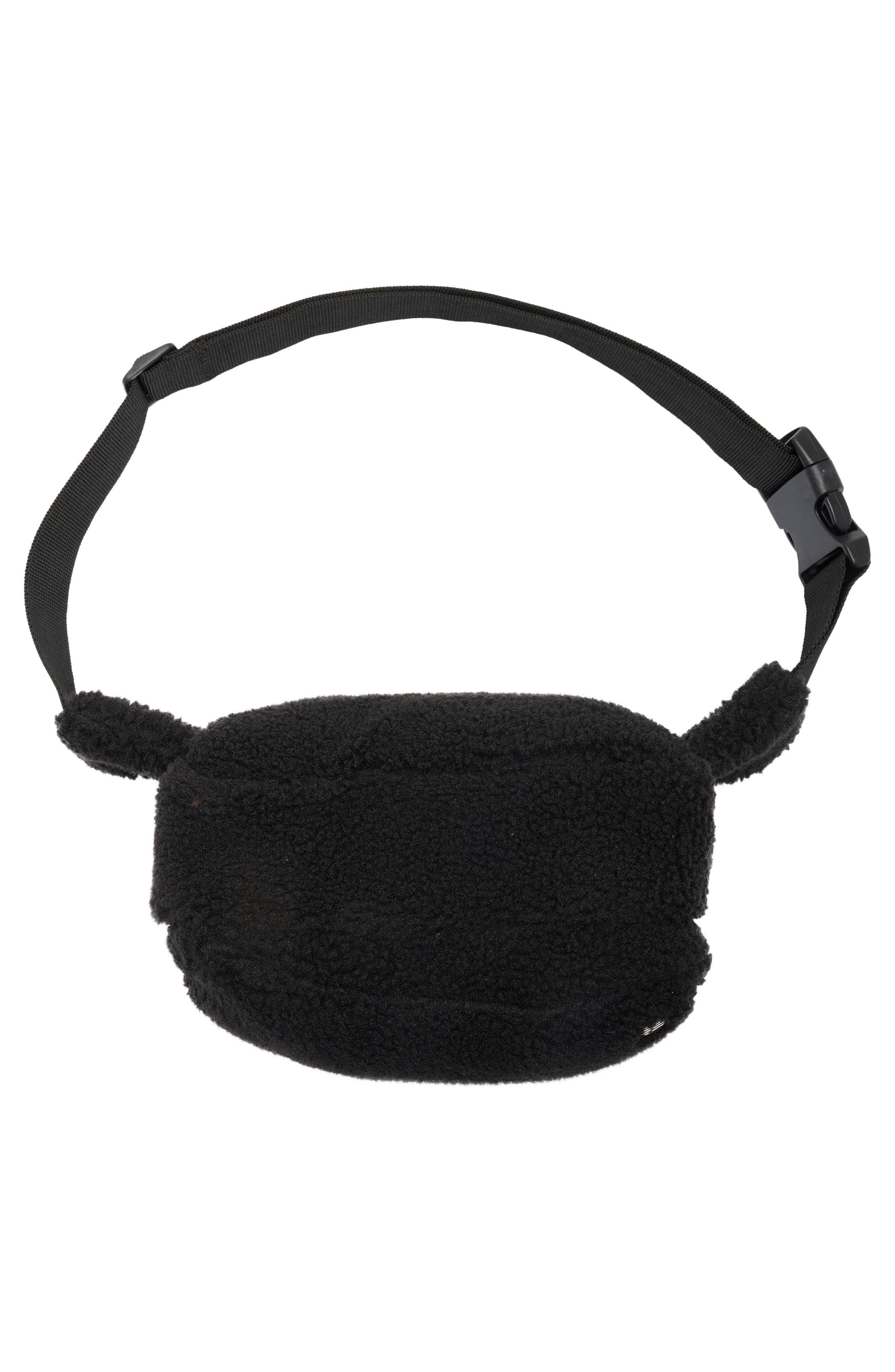 Z by Zella Faux Shearling Belt Bag, Alternate, color, Black