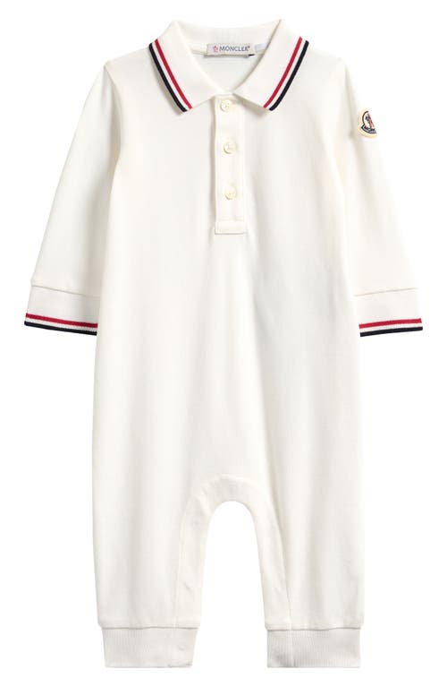 Moncler Stretch Cotton Piqué Polo Romper In White