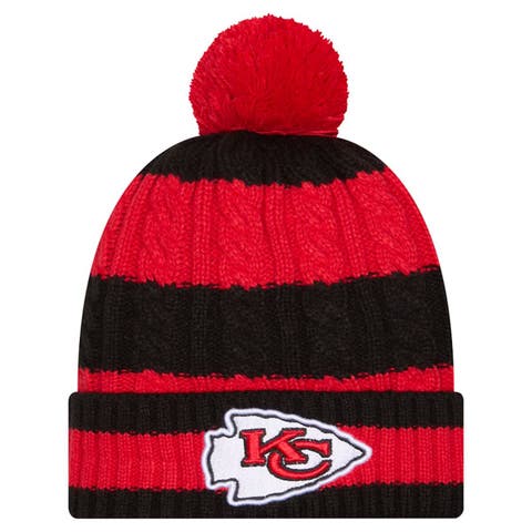 Women's New Era Red Kansas City Chiefs Braided Cuffed Knit Hat with Pom