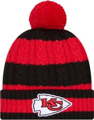 New Era Women's New Era Red Kansas City Chiefs Braided Cuffed Knit Hat with Pom