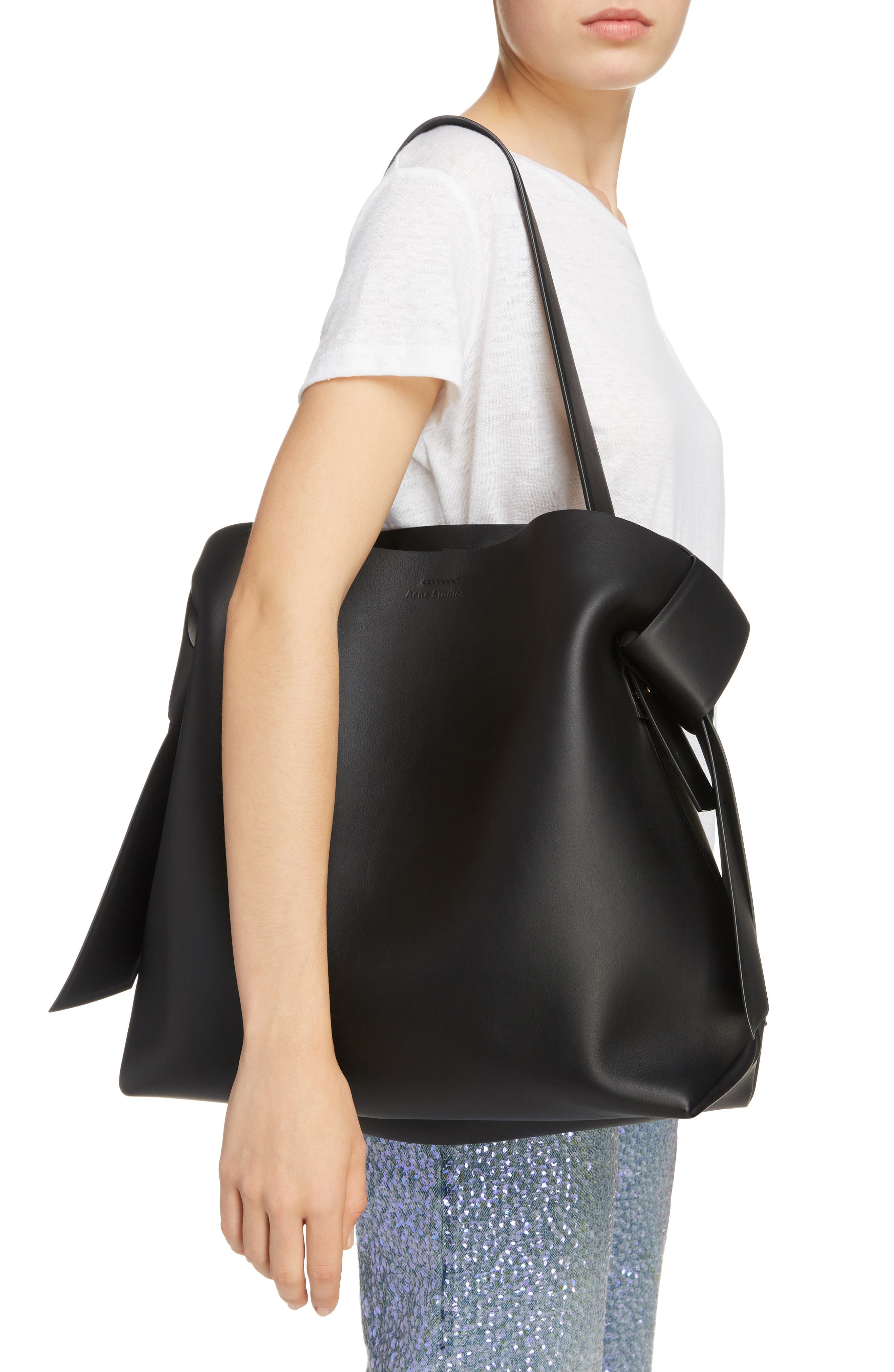 Musubi Leather Maxi Bag, Alternate, color, BLACKDNU