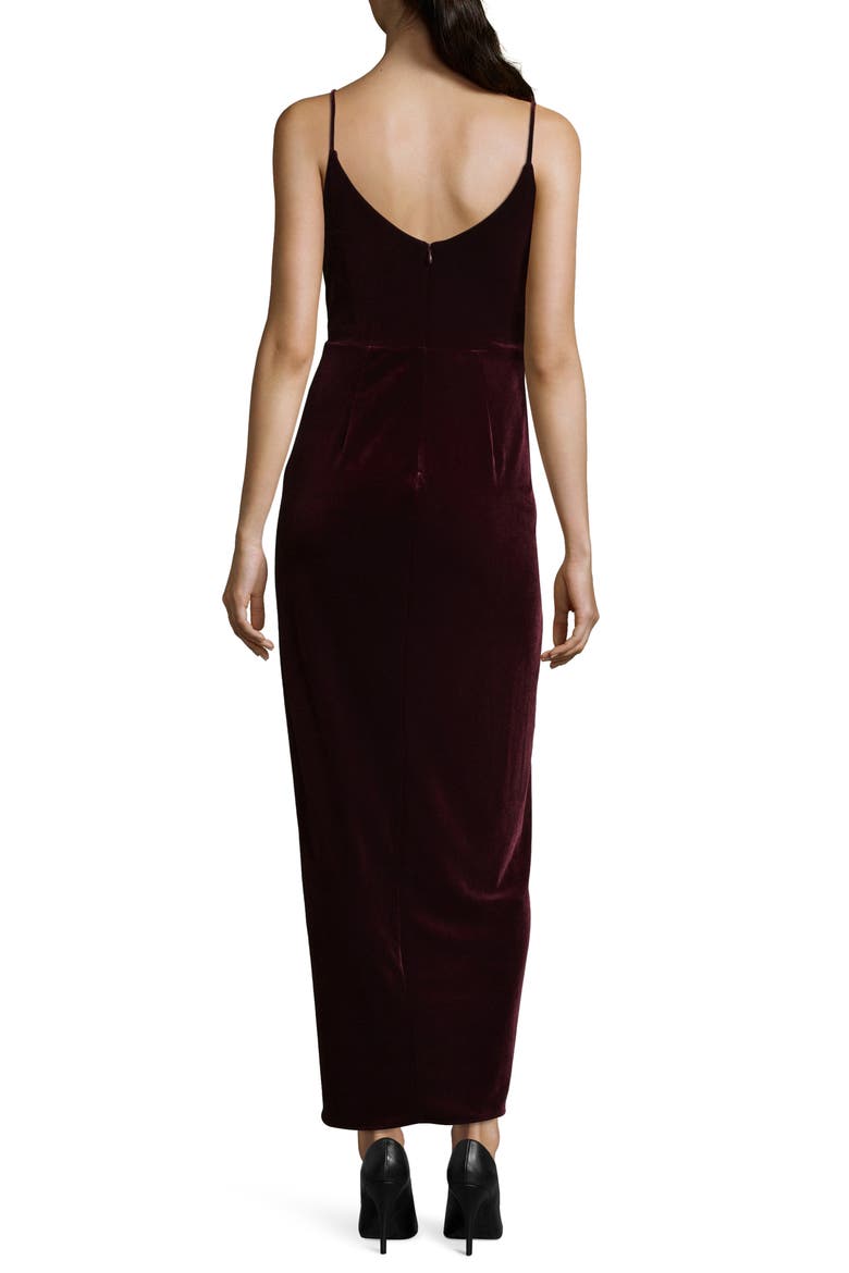 Xscape Velvet Tulip Hem Gown, Alternate, color, BURGUNDY