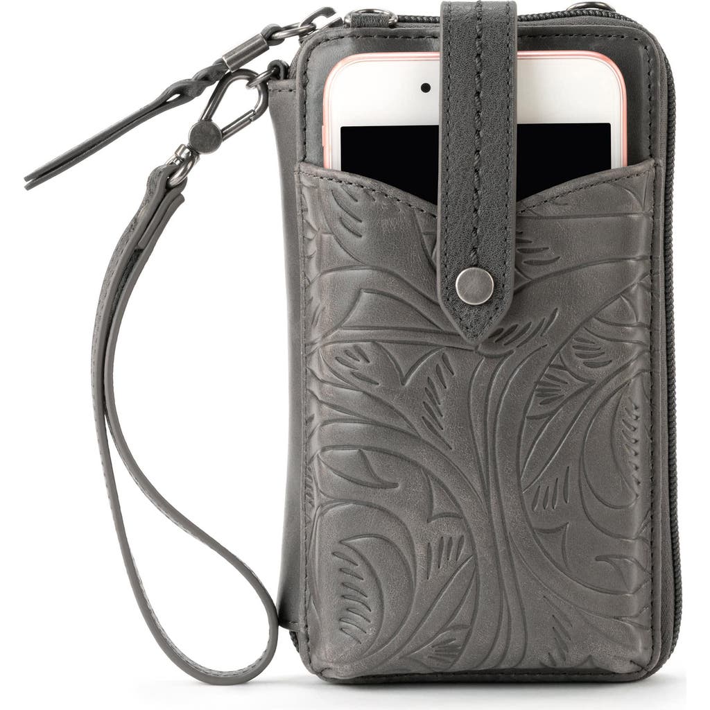 The Sak Silverlake N/s Smartphone Crossbody In Slate Leaf Emboss