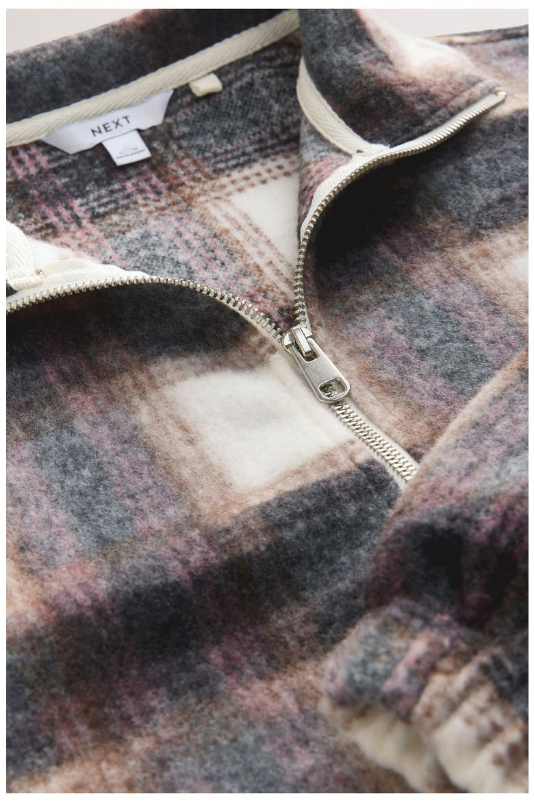 Plaid Quarter Zip Sweatshirt, Alternate, color, NEUTRAL
