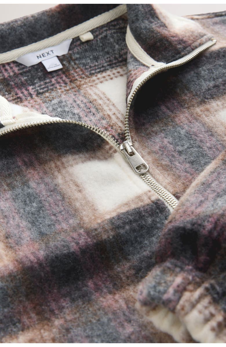 NEXT Plaid Quarter Zip Sweatshirt, Alternate, color, Neutral