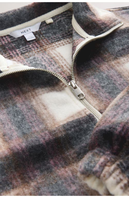 Next Plaid Quarter Zip Sweatshirt In Blue