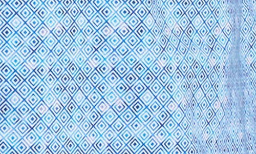 Studio Garnet Los Angeles Blue Square Print Short Sleeve Stretch Cotton Button-up Shirt In Blue