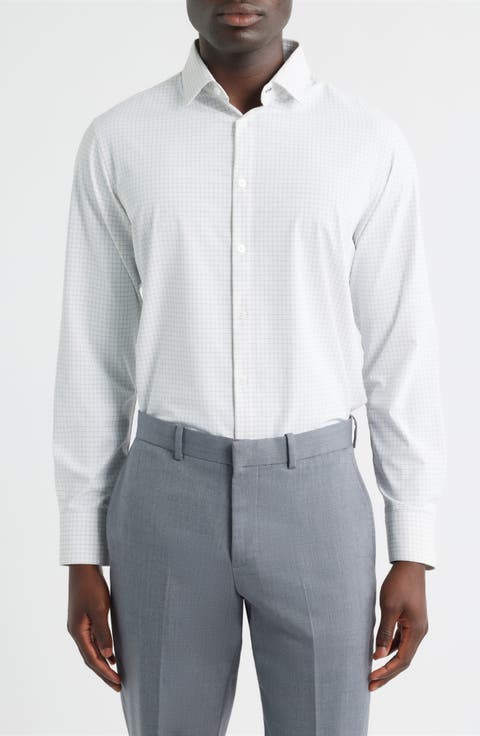 Leeward Trim Fit Plaid Performance Button-Up Shirt